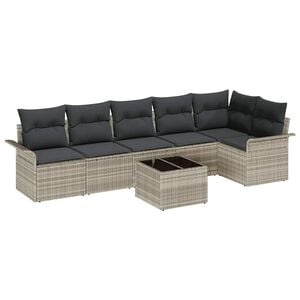 vidaXL Gartensofa-set mit Kissen 7 pcs Hellgrau Poly-Rattan