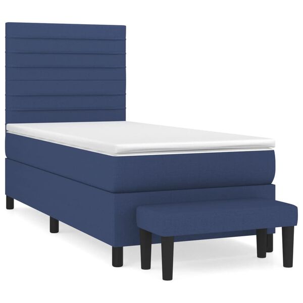 vidaXL Boxspringbett mit Matratze Blau 90x200 cm Stoff