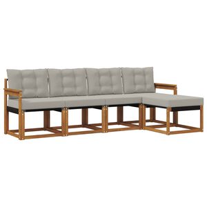 vidaXL Outdoor-Sofagarnitur mit Kissen 5 pcs Nat&uuml;rlich und Hellgrau