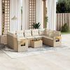 vidaXL 10-tlg. Garten-Sofagarnitur mit Kissen Beige Poly Rattan