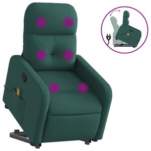 vidaXL Massagesessel mit Aufstehhilfe Dunkelgr&uuml;n Stoff