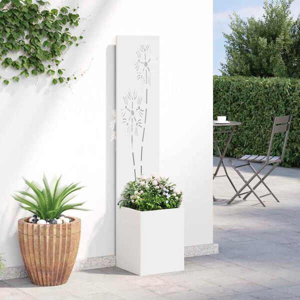 vidaXL Garten Sichtschutz-Leinwand Floral Wei&szlig; 32 x 150 cm