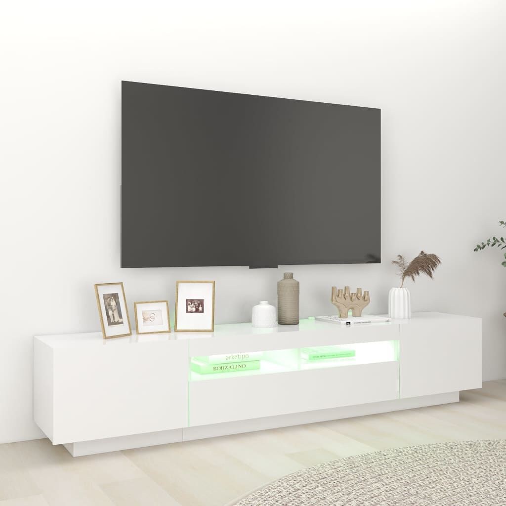 VidaXL TV Schrank Mit RGB LED Lowboard - Hochglanz Weiß 90x39x30cm Fernsehschrank Mit Beleuchtung