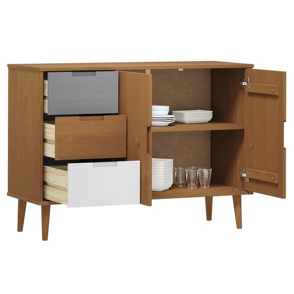 vidaXL Sideboard MOLDE Braun 113x40x80 cm Massivholz Kiefer