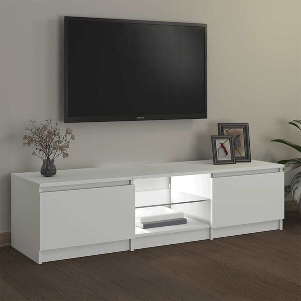 vidaXL TV-Schrank mit LED-Leuchten Wei&szlig; 140x40x36 cm