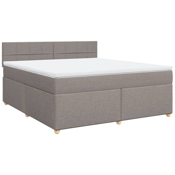 vidaXL Boxspringbett mit Matratze Taupe 180x200 cm Stoff