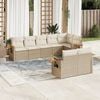 vidaXL 8-tlg. Garten-Sofagarnitur mit Kissen Beige Poly Rattan