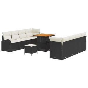 vidaXL Garten-Sofa-Set 11 Stk. 10-Sitzanzahl Schwarz