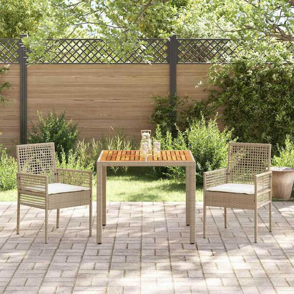 vidaXL Garten Essgruppe 3 pcs Beige Poly-Rattan