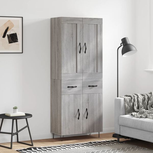 vidaXL Highboard Grau Sonoma 69,5x34x180 cm Holzwerkstoff