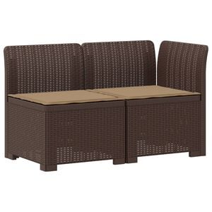 vidaXL 2-Sitzer Garten-Sofa mit Kissen Rattan-Look 2-Sitzer PP Braun