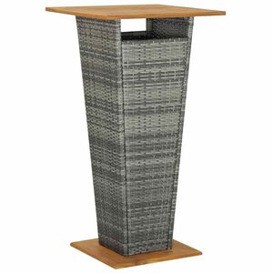 vidaXL Bartisch Grau 60x60x110 cm Poly Rattan und Massivholz Akazie