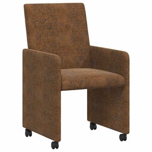 vidaXL Esszimmerst&uuml;hle mit Rollen 2 stk. Kunstwildleder Braun