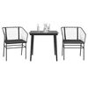 vidaXL 3-tlg. Garten-Essgruppe mit Kissen Schwarz Poly Rattan Glas