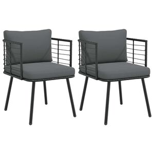 vidaXL Gartenst&uuml;hle 2 Stk. mit Kissen Schwarz Poly Rattan