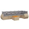 vidaXL 7-tlg. Garten-Sofagarnitur mit Kissen Beige Poly Rattan