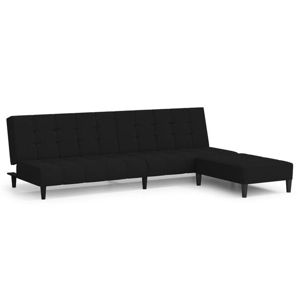 vidaXL Schlafsofa 2-Sitzer mit Hocker Schwarz Samt