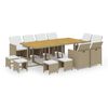 vidaXL 13-tlg. Garten-Essgruppe mit Kissen Poly Rattan Beige