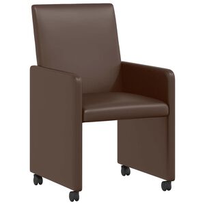vidaXL Esszimmerst&uuml;hle mit Rollen 2 stk. Kunstleder Braun