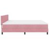 vidaXL LED Boxspringbett mit Matratze mit LED Rosa 200 x 200 cm Samt
