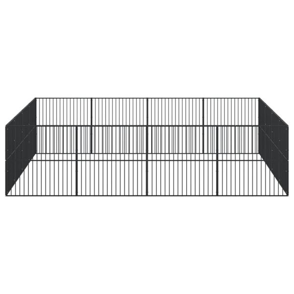 vidaXL Hundelaufstall 16-tlg. Schwarz Verzinkter Stahl