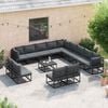 vidaXL Garten-Sofa-Set mit Kissen 13 pcs Schwarz Aluminium