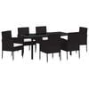 vidaXL Garten Essgruppe mit Kissen 7 pcs Schwarz Poly-Rattan