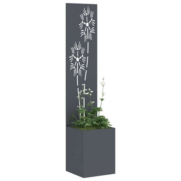 vidaXL Garten Sichtschutz-Leinwand Floral Anthrazit 32 x 150 cm