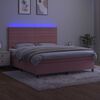 vidaXL Boxspringbett mit Matratze & LED Rosa 160x200 cm Samt
