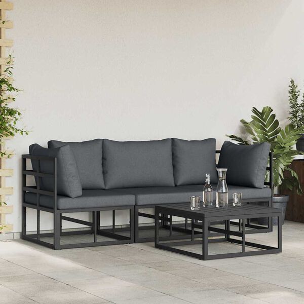 vidaXL Gartensofa-set 4 pcs Schwarz Metall