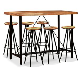 vidaXL 7-tlg. Bar-Set Massivholz Akazie und Altholz