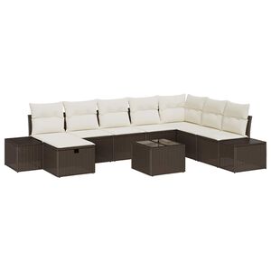 vidaXL Gartensofa-set mit Kissen 9 pcs Braun Poly-Rattan