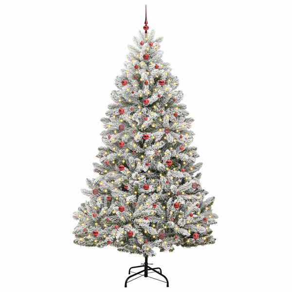 vidaXL K&uuml;nstlicher Weihnachtsbaum Gr&uuml;n und Wei&szlig; 240 cm PVC und Metall
