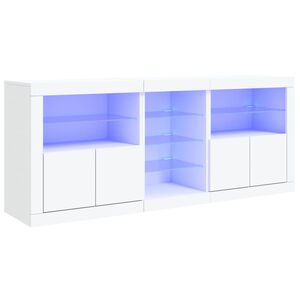 vidaXL Sideboard mit LED-Leuchten Wei&szlig; 162x37x67 cm