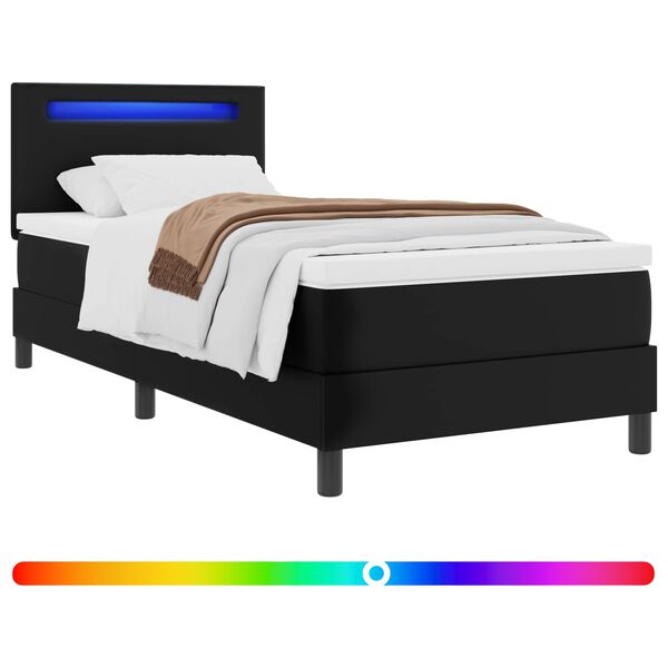 vidaXL Boxspringbett mit Matratze Schwarz 100 x 200 cm Kunstleder