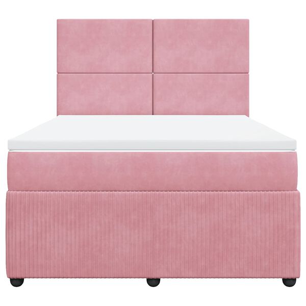 vidaXL Boxspringbett mit Matratze Rosa 140x200 cm Samt