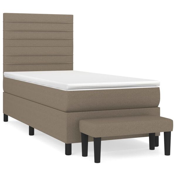 vidaXL Boxspringbett mit Matratze Taupe 90x200 cm Stoff