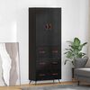 vidaXL Highboard Schwarz Eichen-Optik 69,5 x 34 x 180 cm Holzwerkstoff