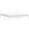 vidaXL Bettgestell mit Kopfteil Metall Wei&szlig; 193x203 cm