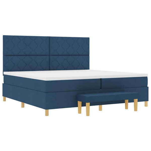 vidaXL Boxspringbett mit Matratze mit Kopfteil Blau 200 x 200 cm Stoff