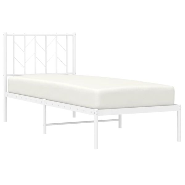 vidaXL Metallbett ohne Matratze mit Kopfteil Wei&szlig; 75x190 cm