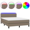 vidaXL Boxspringbett mit Matratze & LED Taupe 140x190 cm Stoff