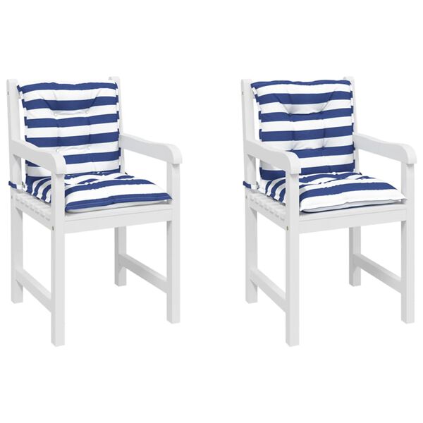 vidaXL Niedriglehner-Auflagen 2 Stk. Blau & Wei&szlig; Gestreift Stoff