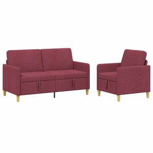 vidaXL Sofa Set mit Stauraum 2 stk. Weinrot Polyester