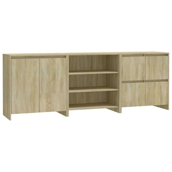vidaXL 3-tlg. Sideboard Sonoma-Eiche Holzwerkstoff