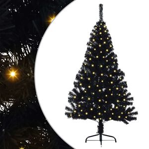 vidaXL K&uuml;nstlicher vorbeleuchteter Weihnachtsbaum Schwarz 120 cm PVC