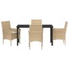 vidaXL Garten Essgruppe mit Kissen 5 pcs Beige Poly-Rattan