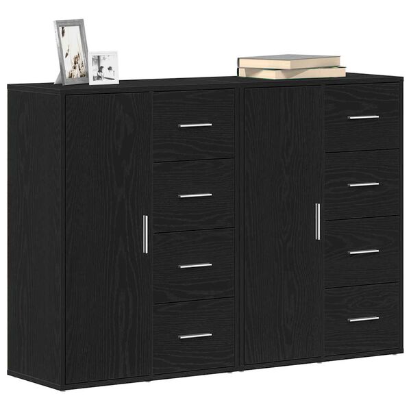 vidaXL Sideboard 2 pcs Schwarz Eichen-Optik 60 x 31 x 84 cm