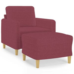 vidaXL Sessel mit Hocker Weinrot 60 cm Stoff
