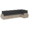 vidaXL 6-tlg. Garten-Sofagarnitur mit Kissen Hellgrau Poly Rattan